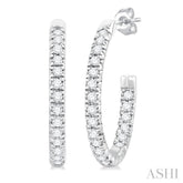 1/6 ctw French Pave Set Round Cut Diamond Fashion Half Hoop Earring in 14K White Gold
